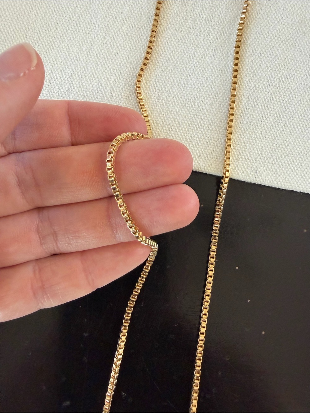 Gold Box Chain Necklace - Elegant Jewelry